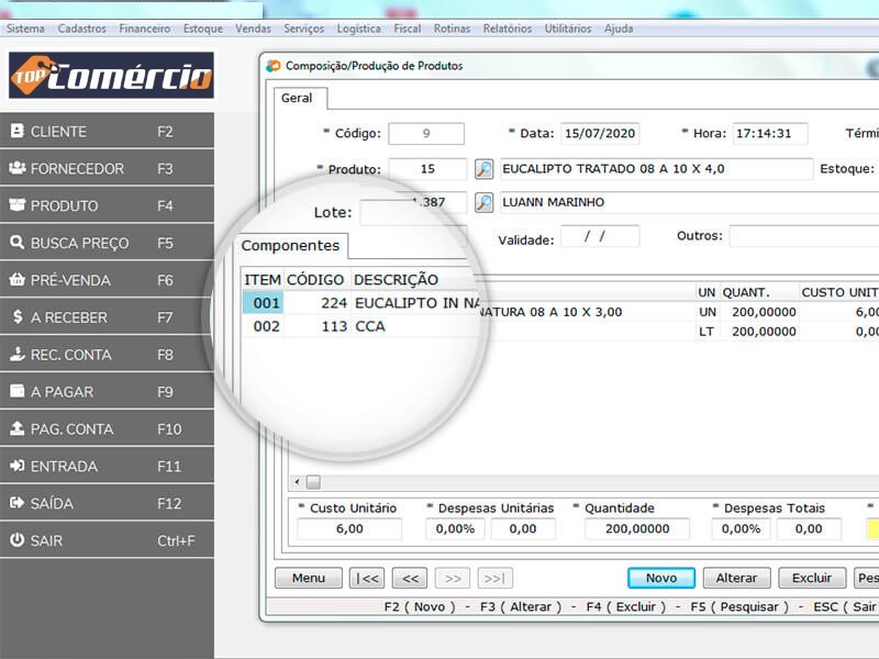 Controle das ordens de produção